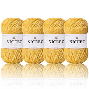 NICEEC 4 Skeins Crochet Yarn Soft Knitting Yarn for Beginners Cotton-Nylon Blend Yarn Easy-Use Yarn for Starters Crochet Kit Making Yarn for DIY Craft Total Length 4×55yds(4×1.76oz)