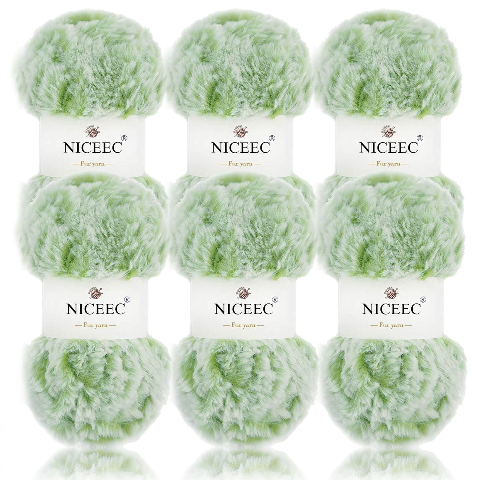 NICEEC - 2 madejas de hilo de pelo sintético supersuave, grueso y esponjoso, para tejer a crochet - Longitud total: 2 x 32 m (2 x 35 yardas, 50 g x 2) 