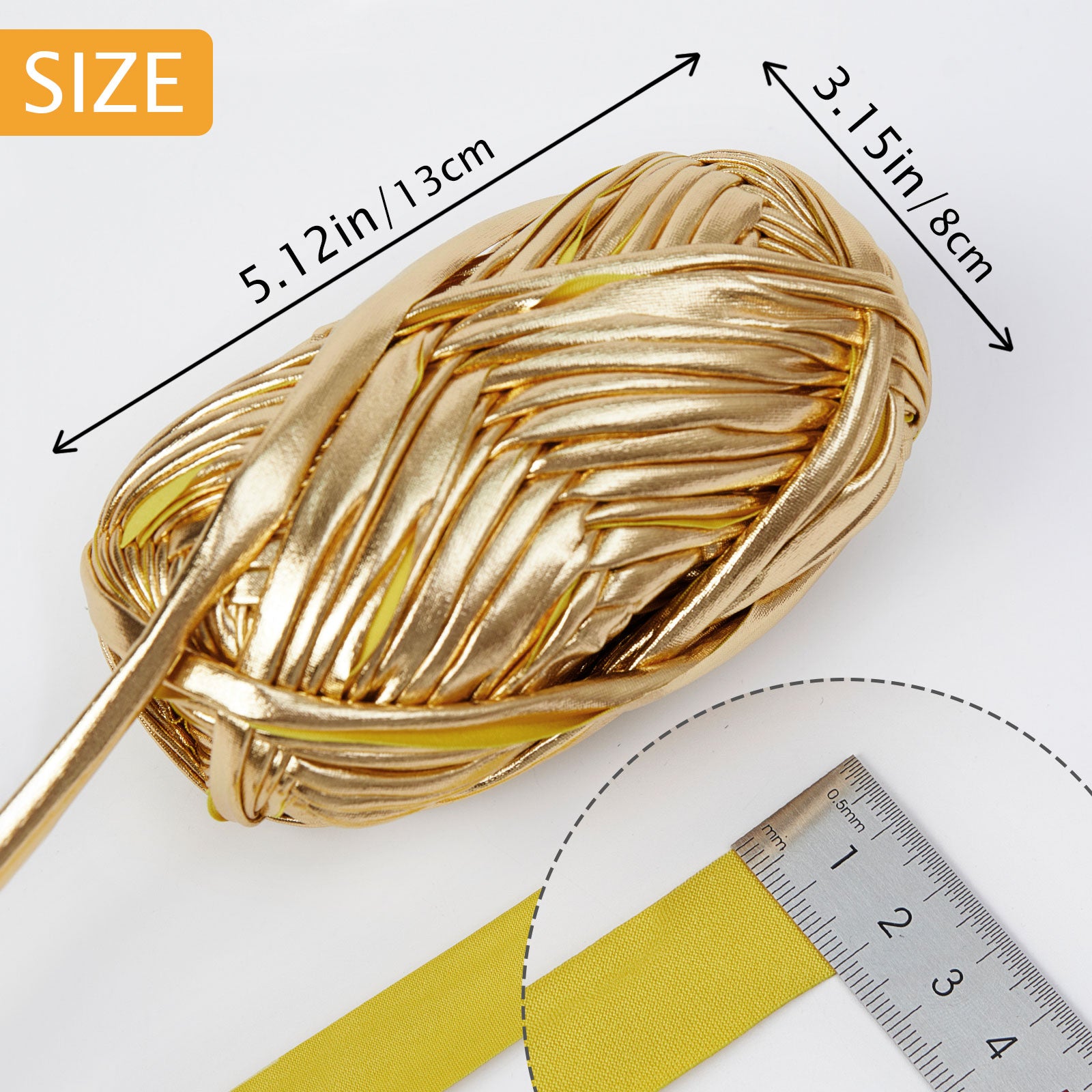 2 Skeins Fabric Cloth Yarn Metal T-Shirt Yarn for Crochet Knitting Soild Color Yarn for Hand DIY Craft Bag Basket Cushion-Totle Length 2×32yds