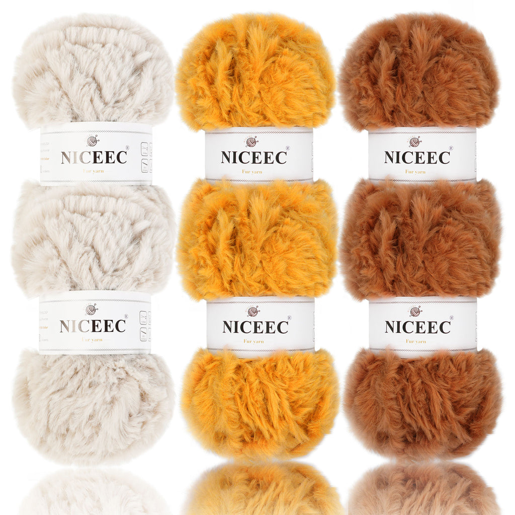 NICEEC - 2 madejas de hilo de pelo sintético supersuave, grueso y esponjoso, para tejer a crochet - Longitud total: 2 x 32 m (2 x 35 yardas, 50 g x 2) 