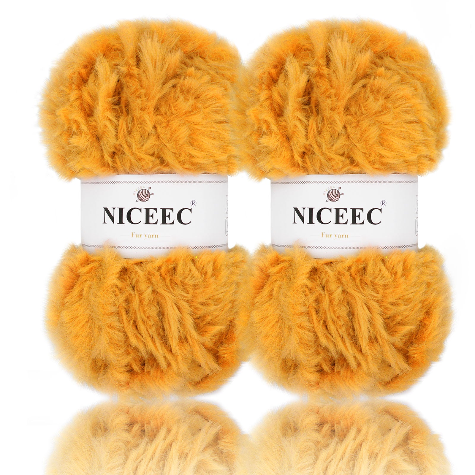 NICEEC - 2 madejas de hilo de pelo sintético supersuave, grueso y esponjoso, para tejer a crochet - Longitud total: 2 x 32 m (2 x 35 yardas, 50 g x 2) 