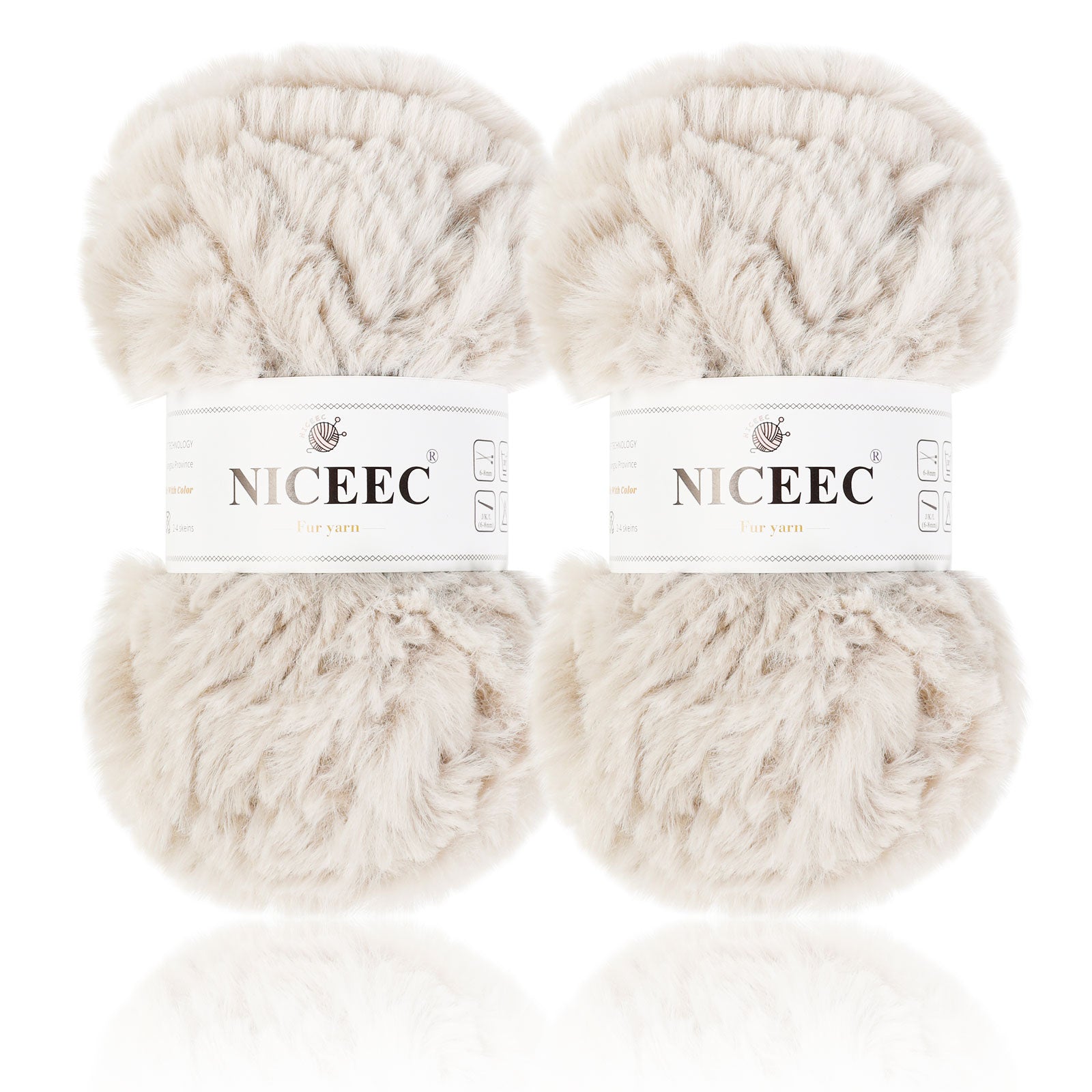 NICEEC - 2 madejas de hilo de pelo sintético supersuave, grueso y esponjoso, para tejer a crochet - Longitud total: 2 x 32 m (2 x 35 yardas, 50 g x 2) 