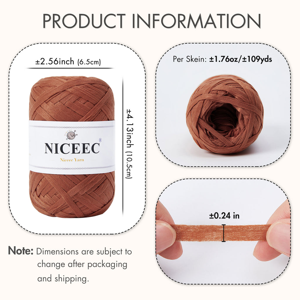 NICEEC - 2 madejas de hilo de cinta suave para crochet, papel artesanal, rafia fácil de crochet, cinta para manualidades y envoltura de regalos, longitud total: 1.76 oz × 2/109 yds × 2 - Morado rosado 