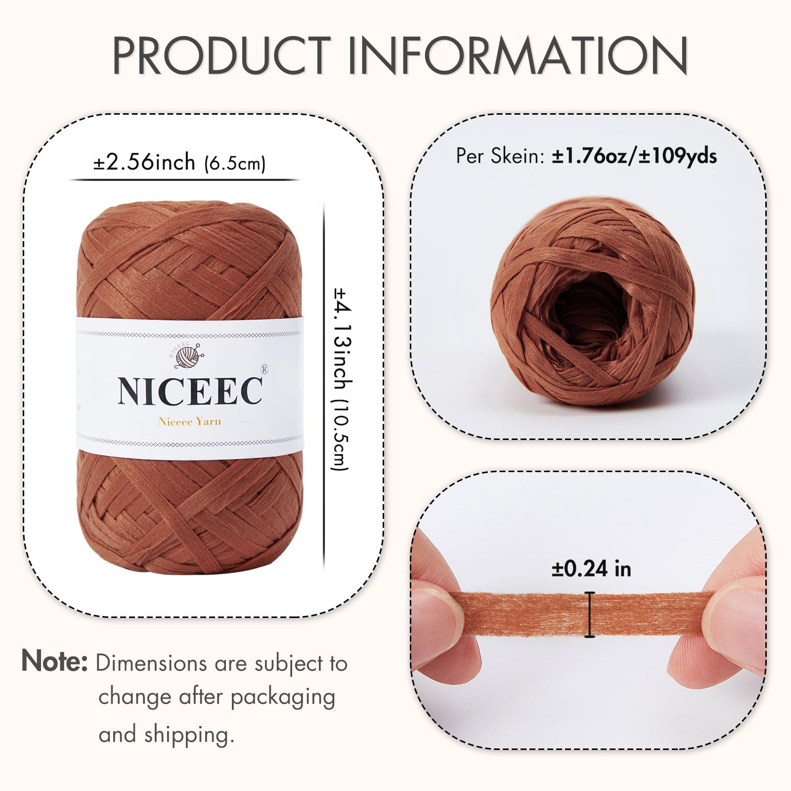 NICEEC - 2 madejas de hilo de cinta suave para crochet, papel artesanal, rafia fácil de crochet, cinta para manualidades y envoltura de regalos, longitud total: 1.76 oz × 2/109 yds × 2 - Morado rosado 