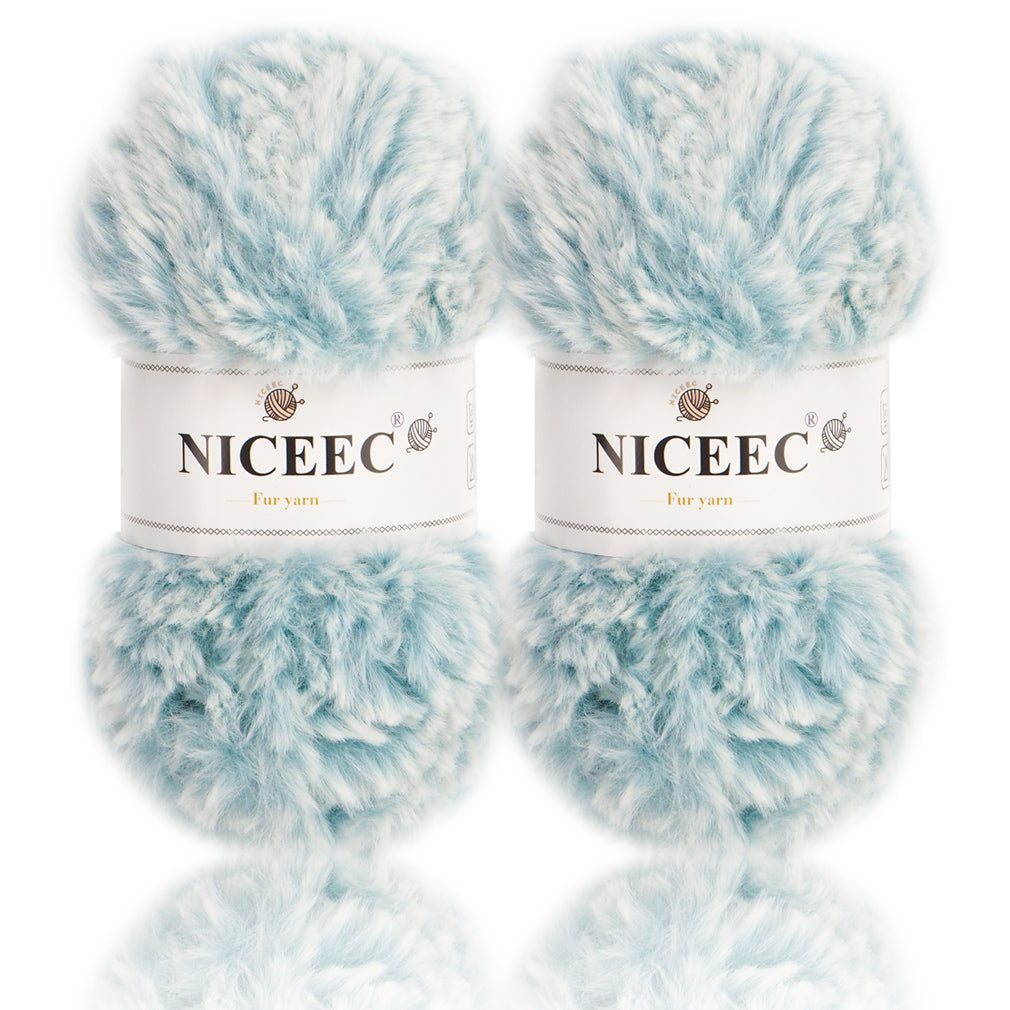 NICEEC - 2 madejas de hilo de pelo sintético supersuave, grueso y esponjoso, para tejer a crochet - Longitud total: 2 x 32 m (2 x 35 yardas, 50 g x 2) 
