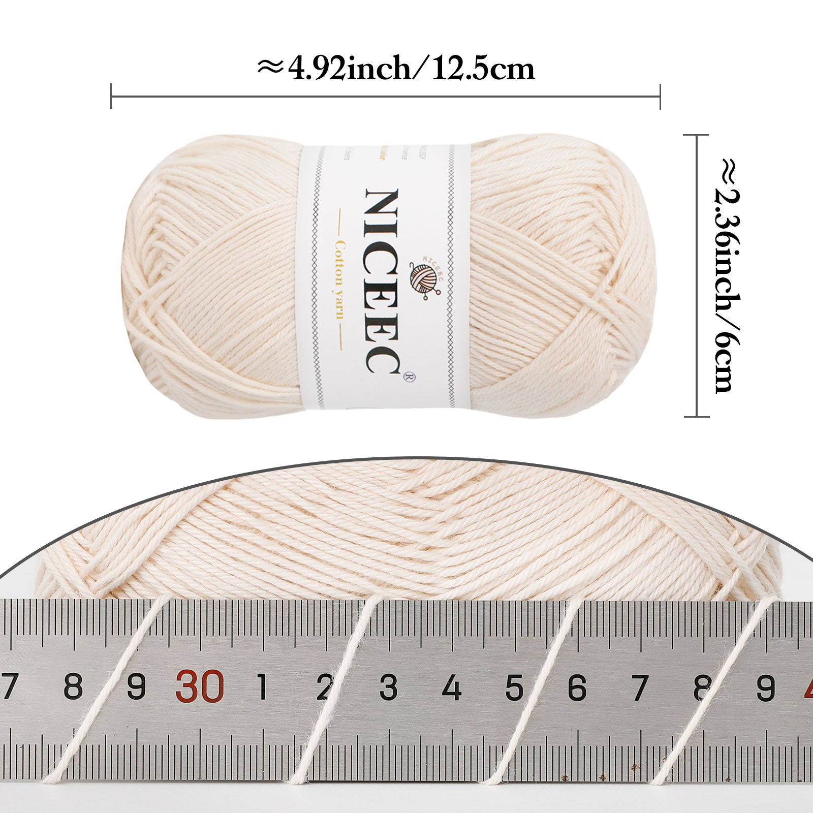 NICEEC 4 Skeins Soft Baby Yarn 100% Cotton Yarn for Crochet Knitting 4 Ply Yarn Blanket Yarn for DIY Craft Fingering Weight Yarn Total Length 4×175yds/4×50g