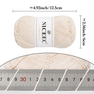 NICEEC 4 Skeins Soft Baby Yarn 100% Cotton Yarn for Crochet Knitting 4 Ply Yarn Blanket Yarn for DIY Craft Fingering Weight Yarn Total Length 4×175yds/4×50g