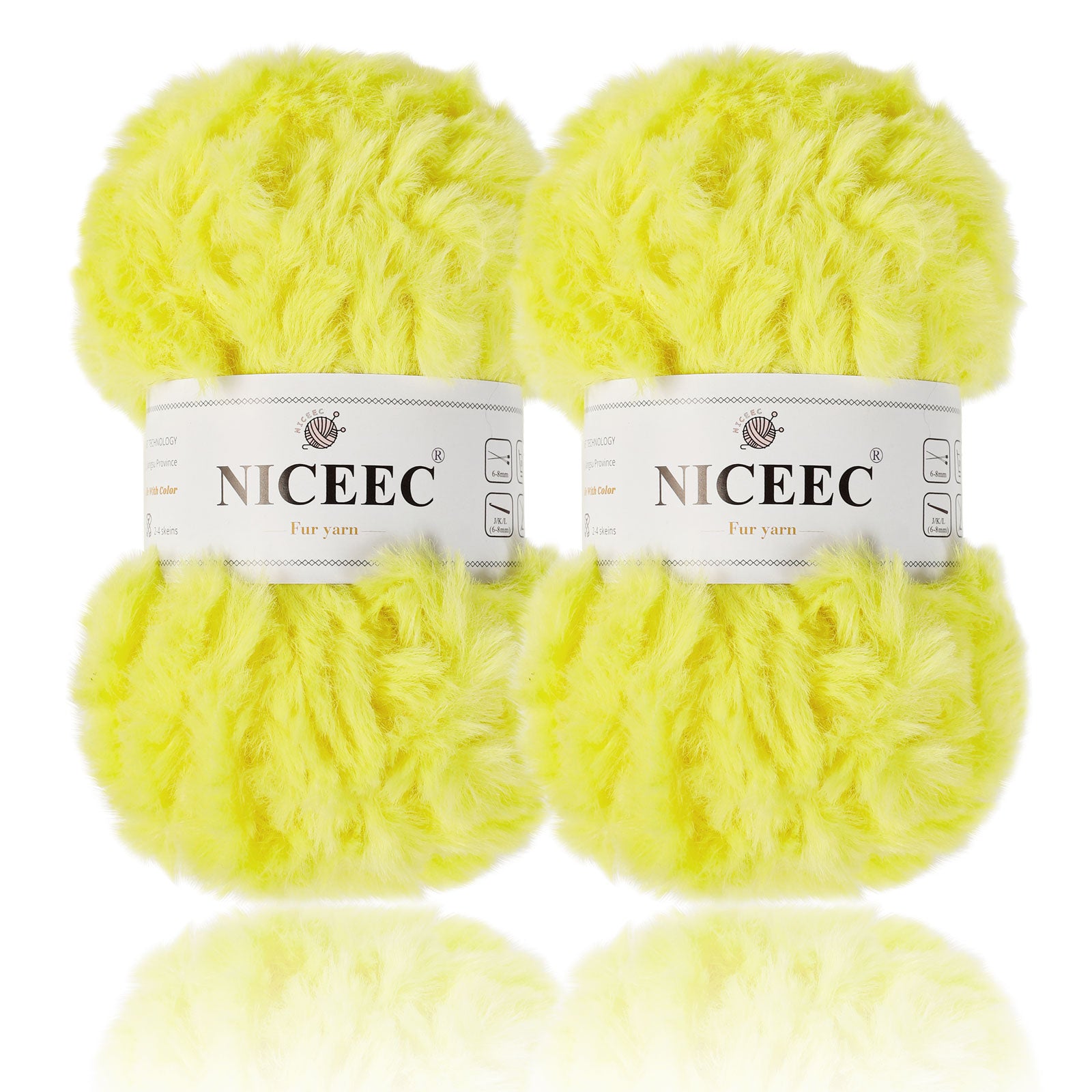 NICEEC - 2 madejas de hilo de pelo sintético supersuave, grueso y esponjoso, para tejer a crochet - Longitud total: 2 x 32 m (2 x 35 yardas, 50 g x 2) 