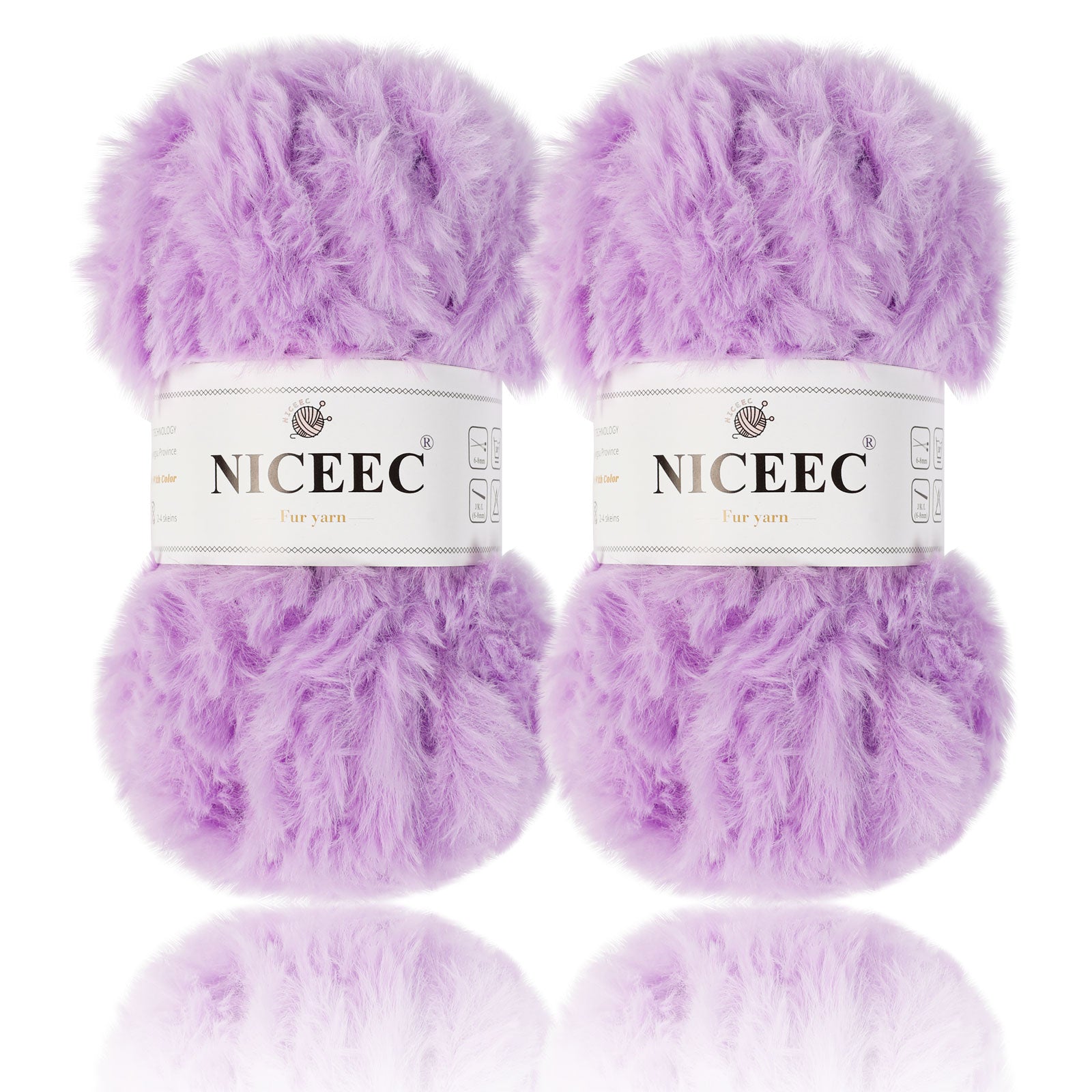 NICEEC - 2 madejas de hilo de pelo sintético supersuave, grueso y esponjoso, para tejer a crochet - Longitud total: 2 x 32 m (2 x 35 yardas, 50 g x 2) 