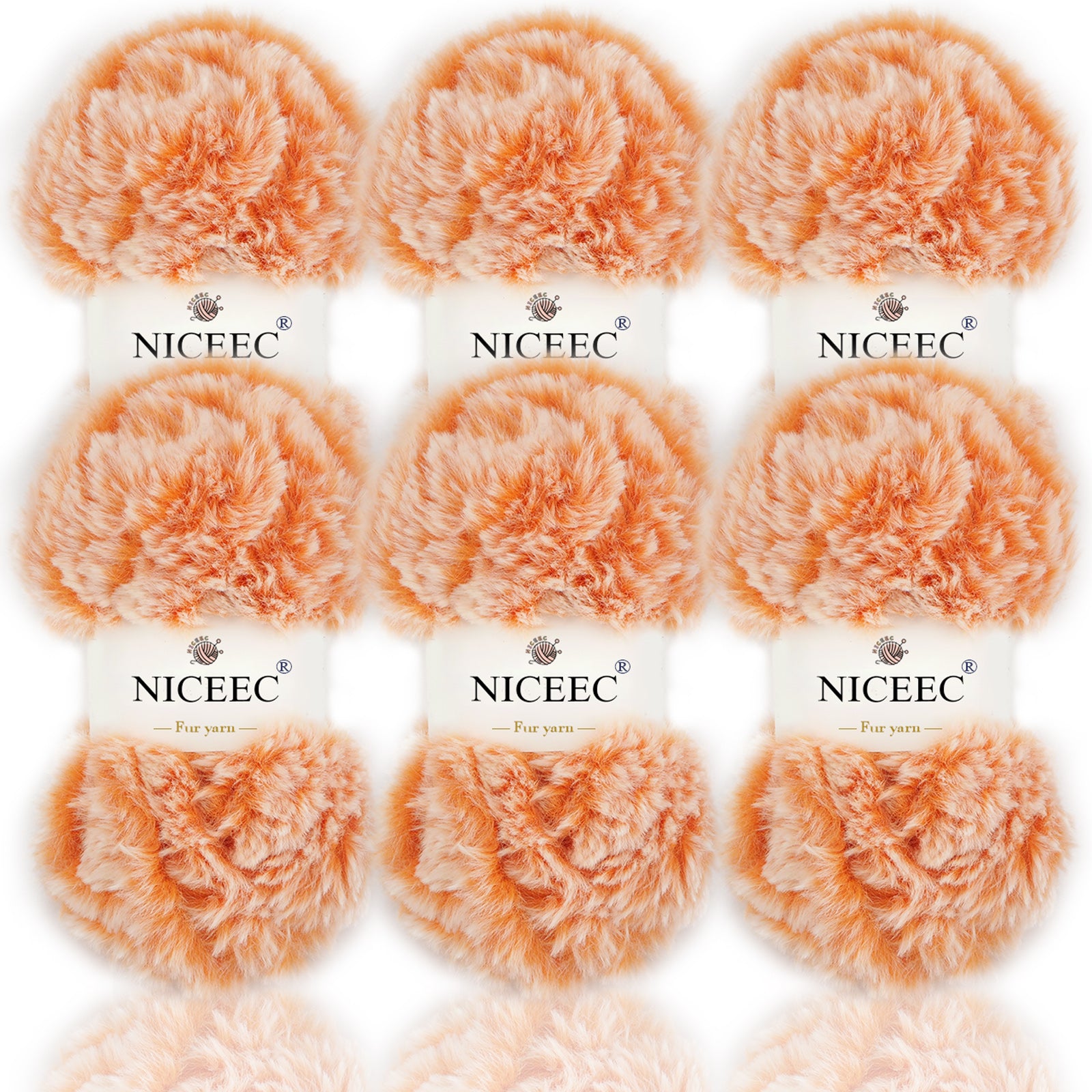 NICEEC - 2 madejas de hilo de pelo sintético supersuave, grueso y esponjoso, para tejer a crochet - Longitud total: 2 x 32 m (2 x 35 yardas, 50 g x 2) 