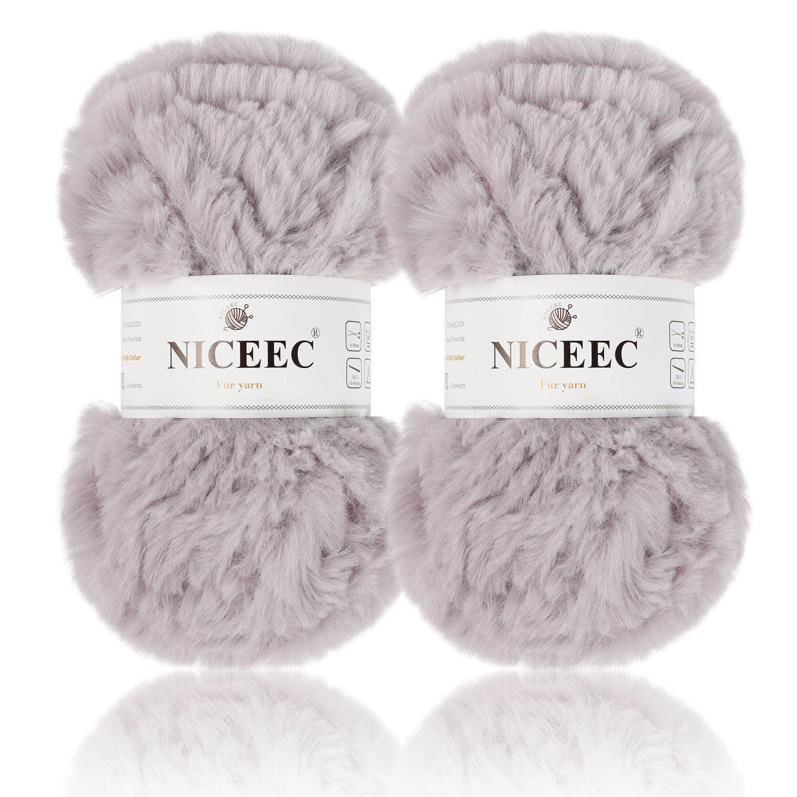 NICEEC - 2 madejas de hilo de pelo sintético supersuave, grueso y esponjoso, para tejer a crochet - Longitud total: 2 x 32 m (2 x 35 yardas, 50 g x 2) 