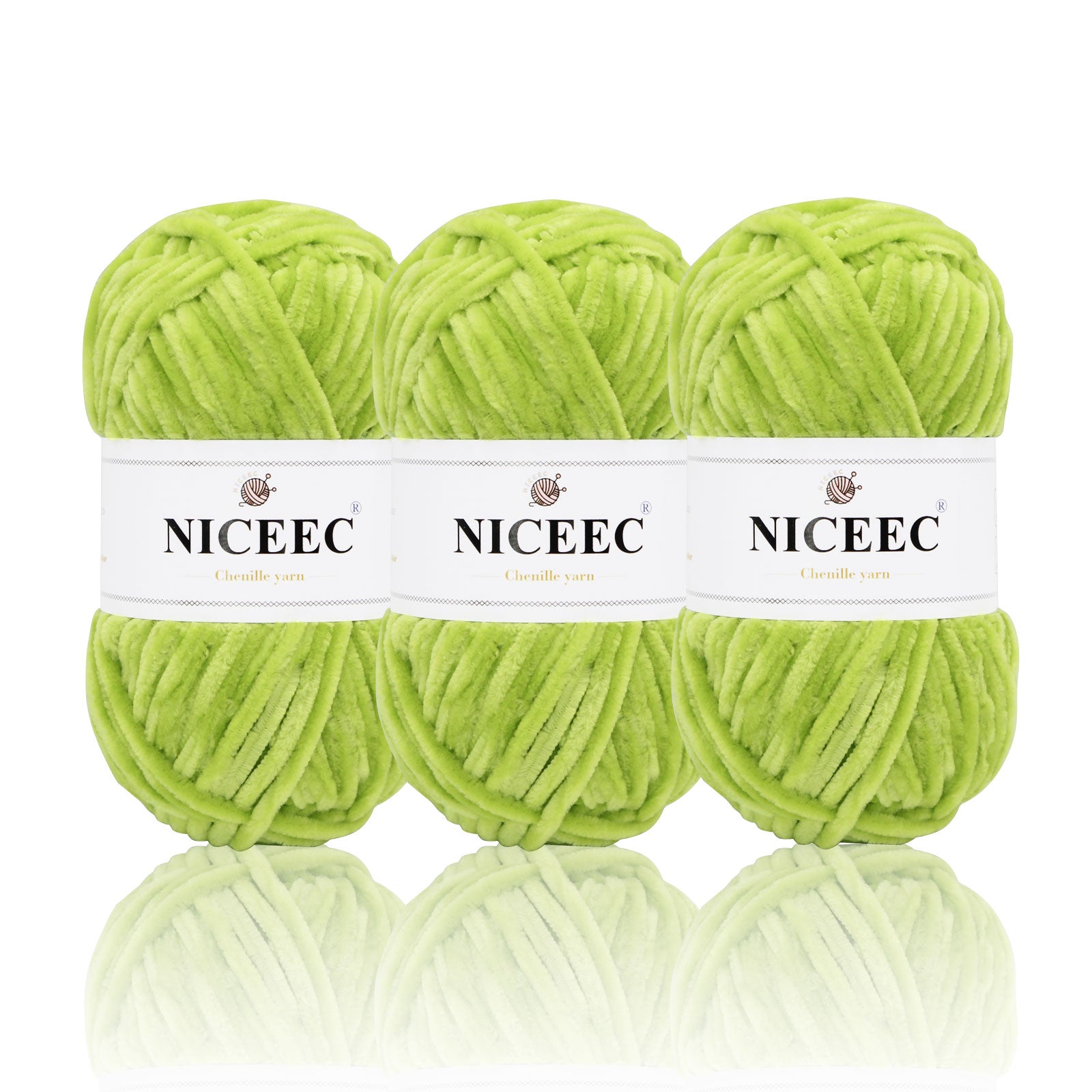 NICEEC 3 Skeins Soft Chenille Yarn Blanket Yarn for Knitting Fancy Yarn for Crochet Weaving DIY Craft