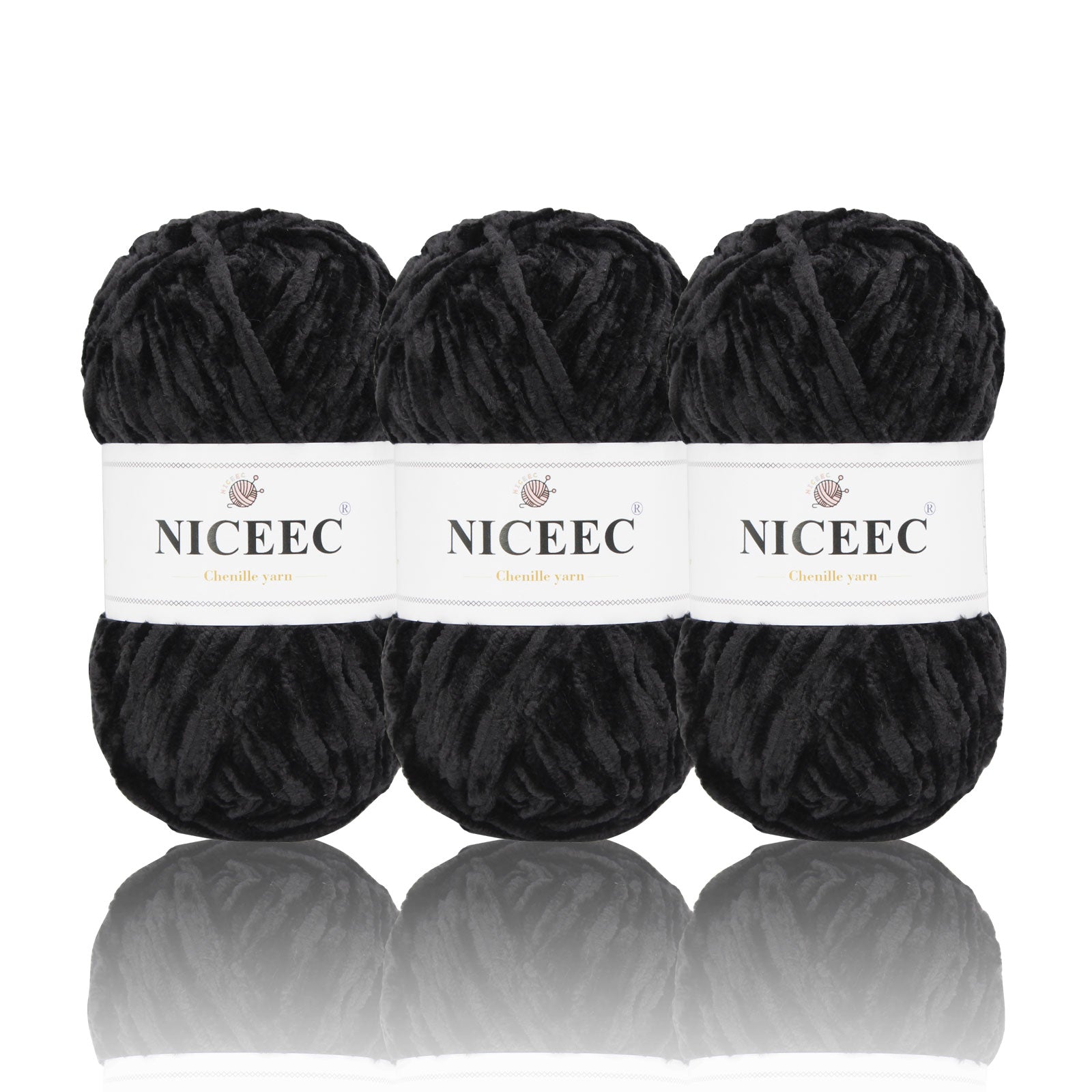 NICEEC 3 Skeins Soft Chenille Yarn Blanket Yarn for Knitting Fancy Yarn for Crochet Weaving DIY Craft