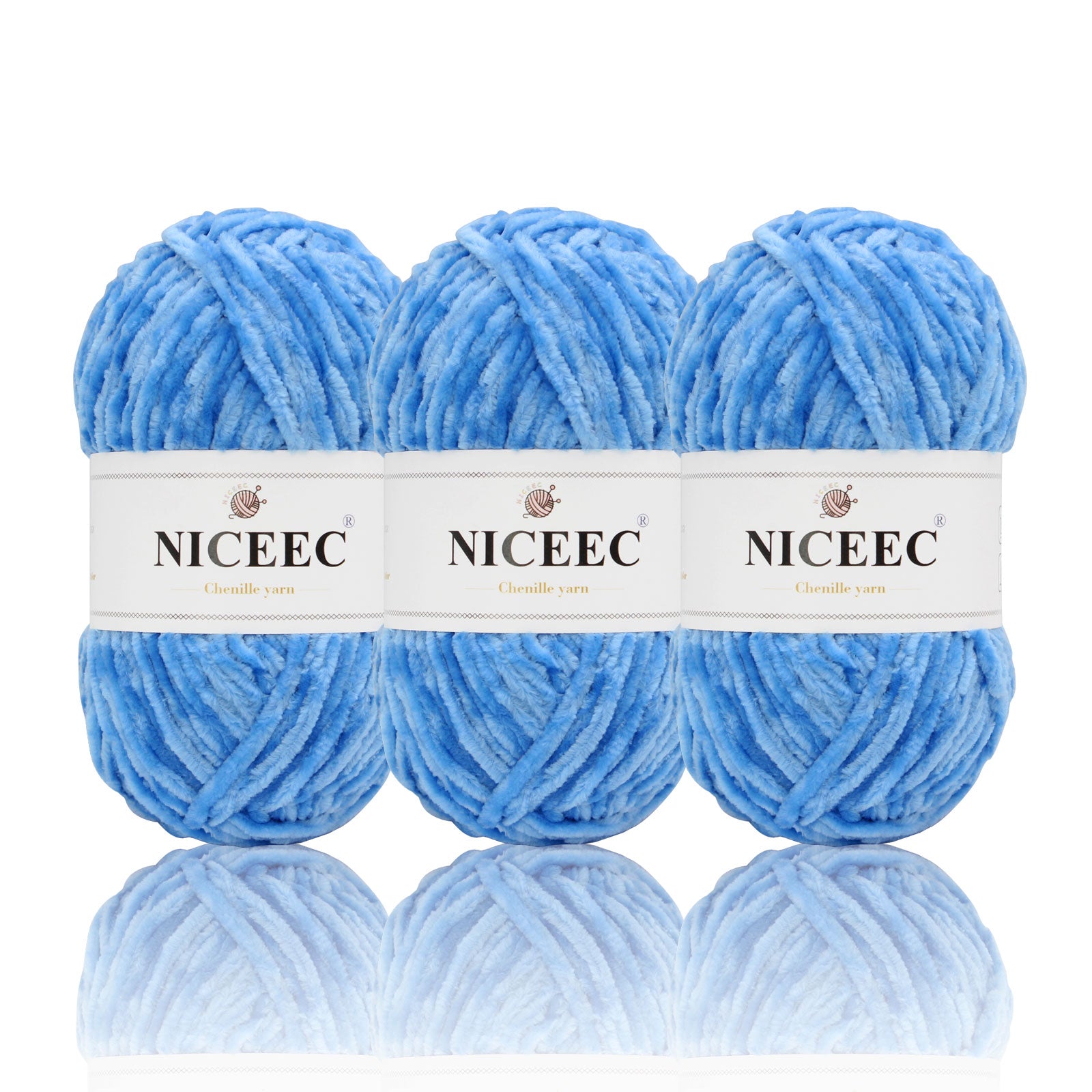 NICEEC 3 Skeins Soft Chenille Yarn Blanket Yarn for Knitting Fancy Yarn for Crochet Weaving DIY Craft