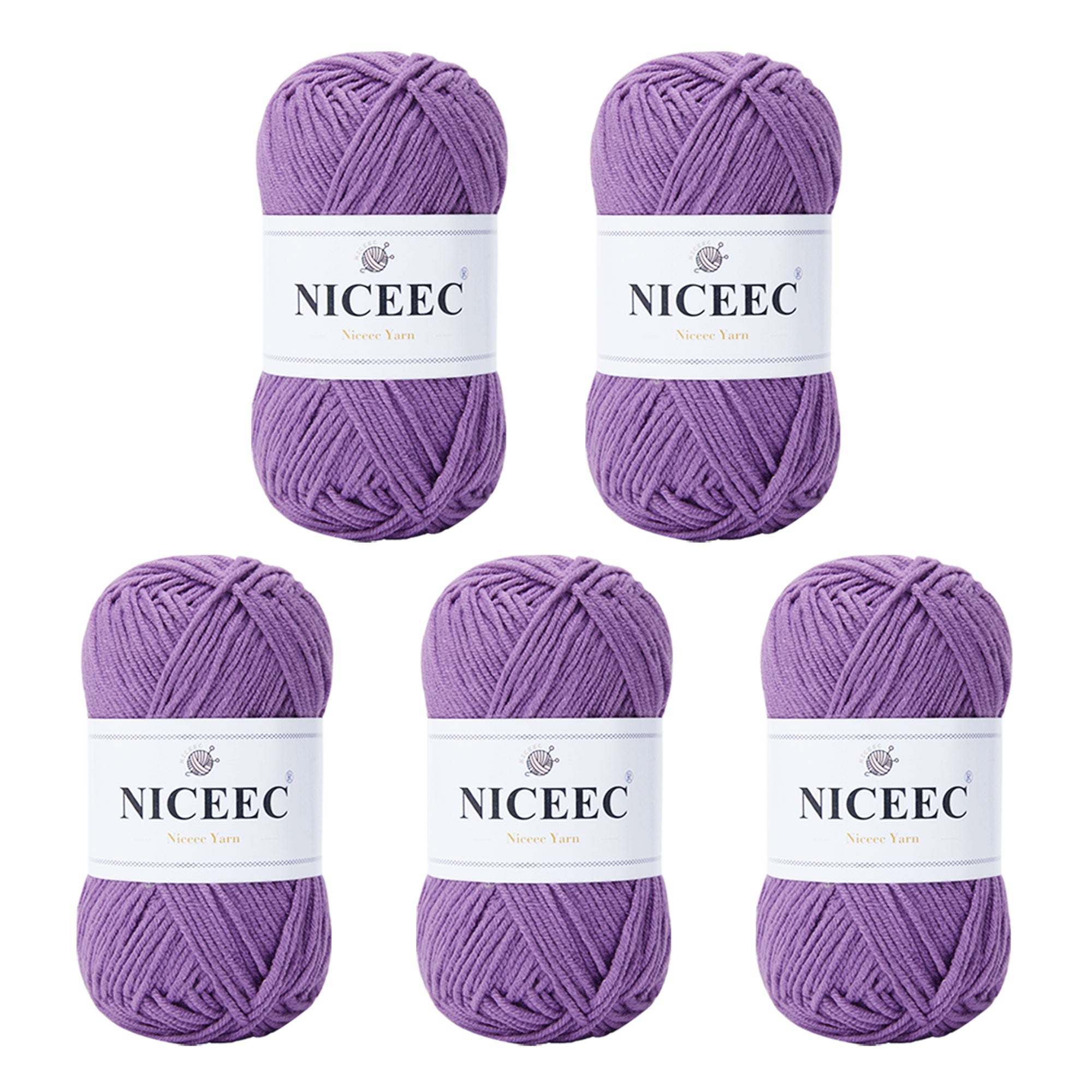NICEEC 5 Skeins Cotton Blend Yarn Soft Yarn for Crocheting Baby Blanket Yarn for Knitting Easy Use 4 Ply Yarn Multicolored Yarn for DIY Craft