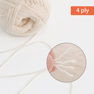 NICEEC 4 Skeins Soft Baby Yarn 100% Cotton Yarn for Crochet Knitting 4 Ply Yarn Blanket Yarn for DIY Craft Fingering Weight Yarn Total Length 4×175yds/4×50g