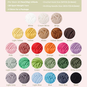 NICEEC 4 Skeins Crochet Yarn Soft Knitting Yarn for Beginners Cotton-Nylon Blend Yarn Easy-Use Yarn for Starters Crochet Kit Making Yarn for DIY Craft Total Length 4×55yds(4×1.76oz)