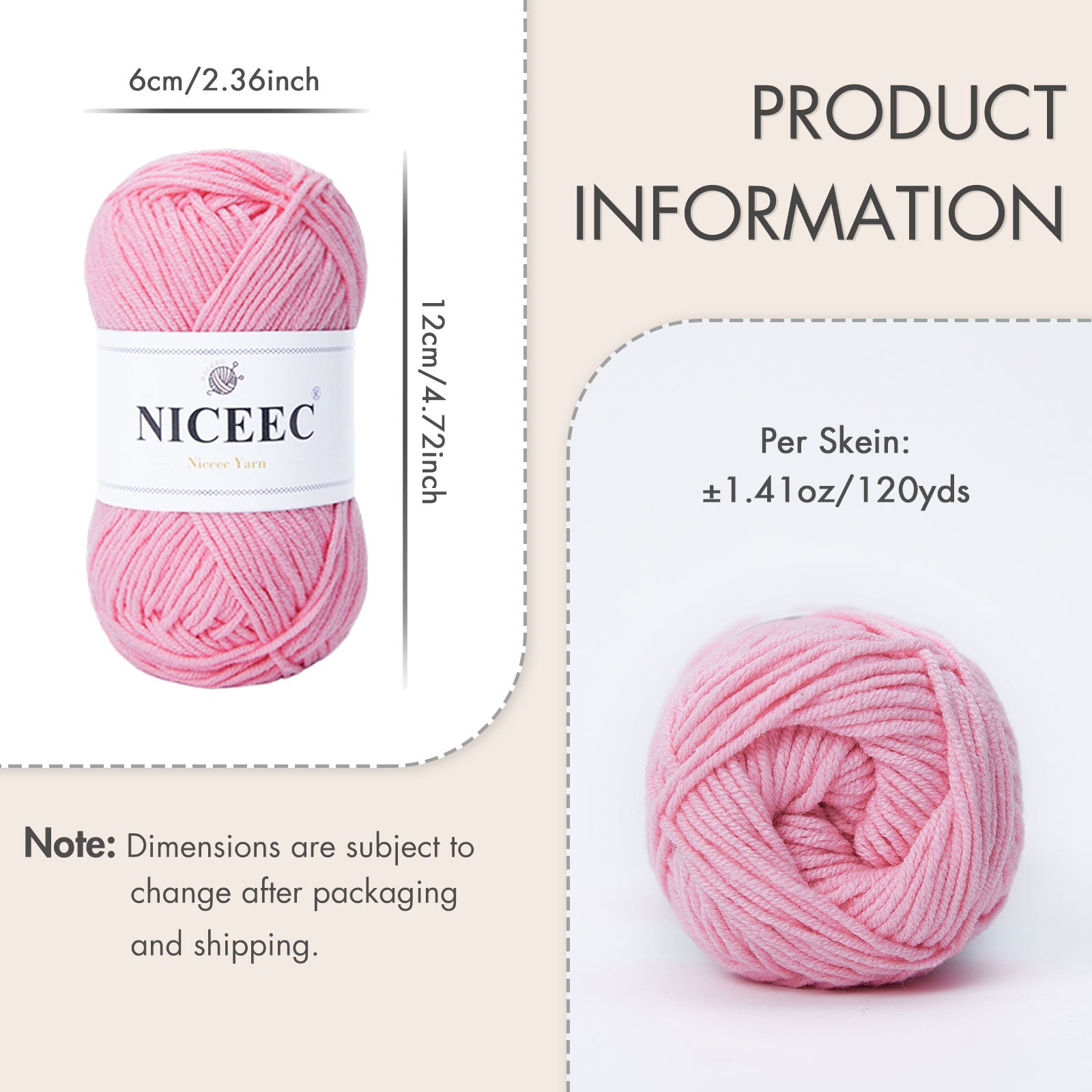 NICEEC - 12 madejas de hilo de colores surtidos, suave mezcla de algodón, para tejer a ganchillo, mantas de bebé coloridas, fácil de usar, 4 capas, multicolor para manualidades.