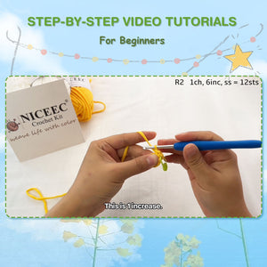 NICEEC Corgi Crochet Kit for Beginners Yarn Crochet Animal Kit for Starter Kits with Step-by-Step Video Tutorials for Adults and Kids