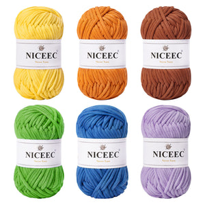 NICEEC 4 Skeins Crochet Yarn Soft Knitting Yarn for Beginners Cotton-Nylon Blend Yarn Easy-Use Yarn for Starters Crochet Kit Making Yarn for DIY Craft Total Length 4×55yds(4×1.76oz)