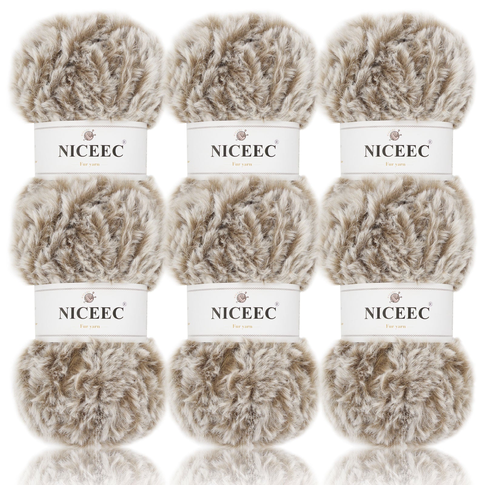 NICEEC - 2 madejas de hilo de pelo sintético supersuave, grueso y esponjoso, para tejer a crochet - Longitud total: 2 x 32 m (2 x 35 yardas, 50 g x 2) 