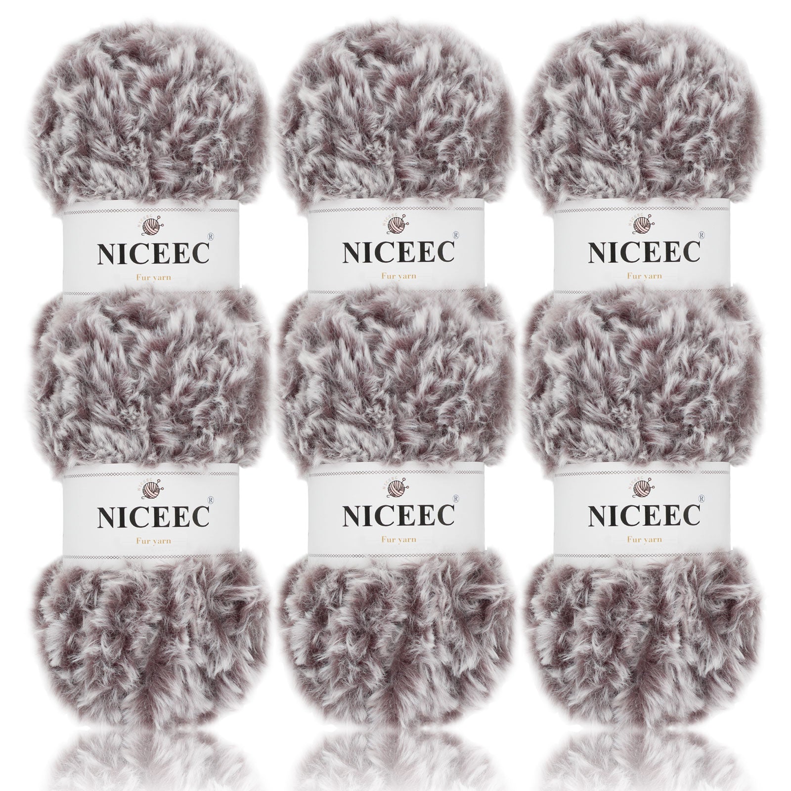 NICEEC - 2 madejas de hilo de pelo sintético supersuave, grueso y esponjoso, para tejer a crochet - Longitud total: 2 x 32 m (2 x 35 yardas, 50 g x 2) 