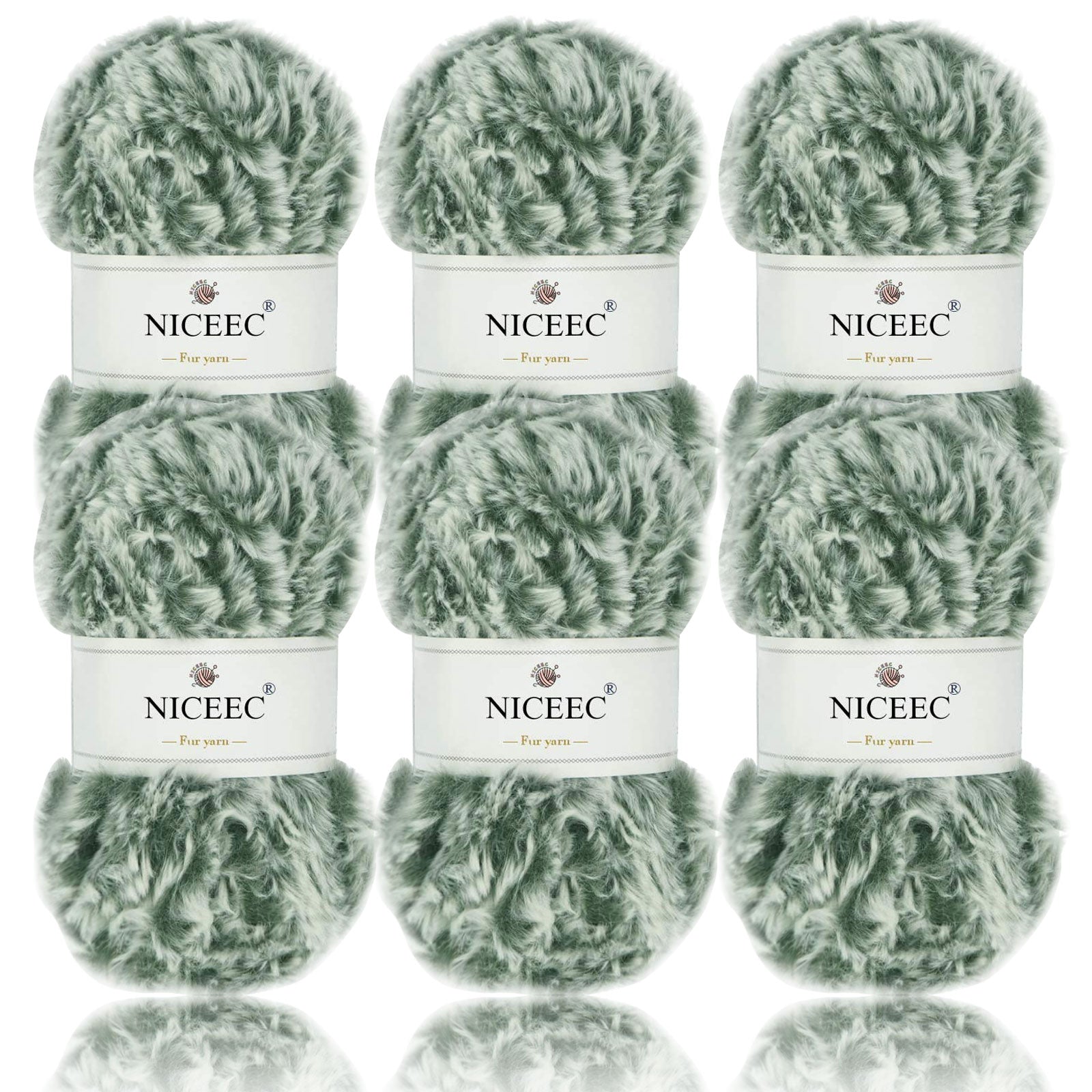 NICEEC - 2 madejas de hilo de pelo sintético supersuave, grueso y esponjoso, para tejer a crochet - Longitud total: 2 x 32 m (2 x 35 yardas, 50 g x 2) 