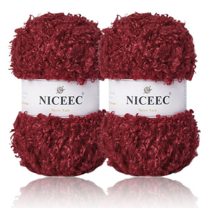 NICEEC 2 Skeins Teddy Fur Yarn Super Soft Yarn Chunky Fluffy Faux Fur Yarn Fuzzy Yarn Eyelash Yarn for Crochet Knit -Total Length 2×50m(2×55yds,3.53oz×2)