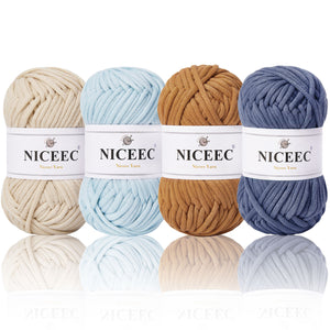 NICEEC 4 Skeins Crochet Yarn Soft Knitting Yarn for Beginners Cotton-Nylon Blend Yarn Easy-Use Yarn for Starters Crochet Kit Making Yarn for DIY Craft Total Length 4×55yds(4×1.76oz)