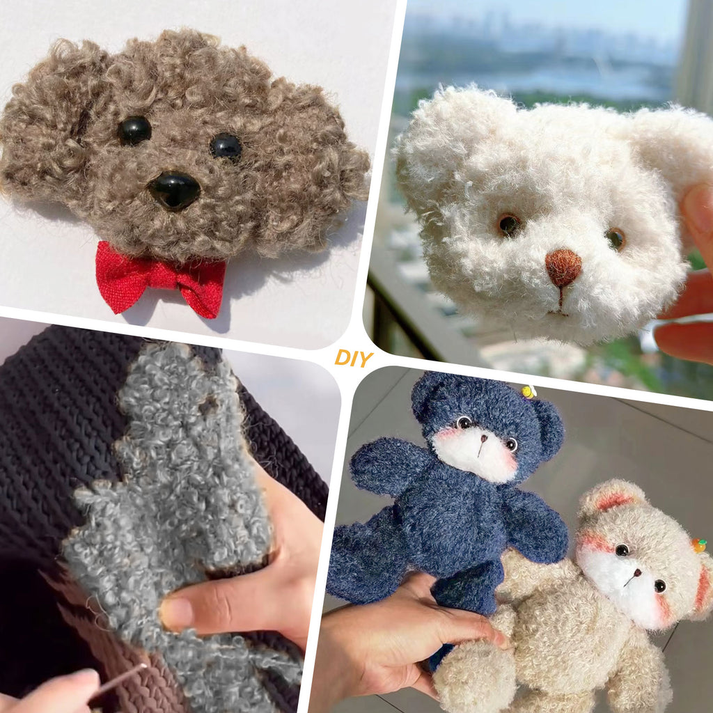 NICEEC - 2 madejas de hilo de peluche, súper suave, grueso y esponjoso, de piel sintética, con pestañas para tejer a crochet - Longitud total: 2 x 50 m (2 x 55 yardas, 3,53 oz x 2) 