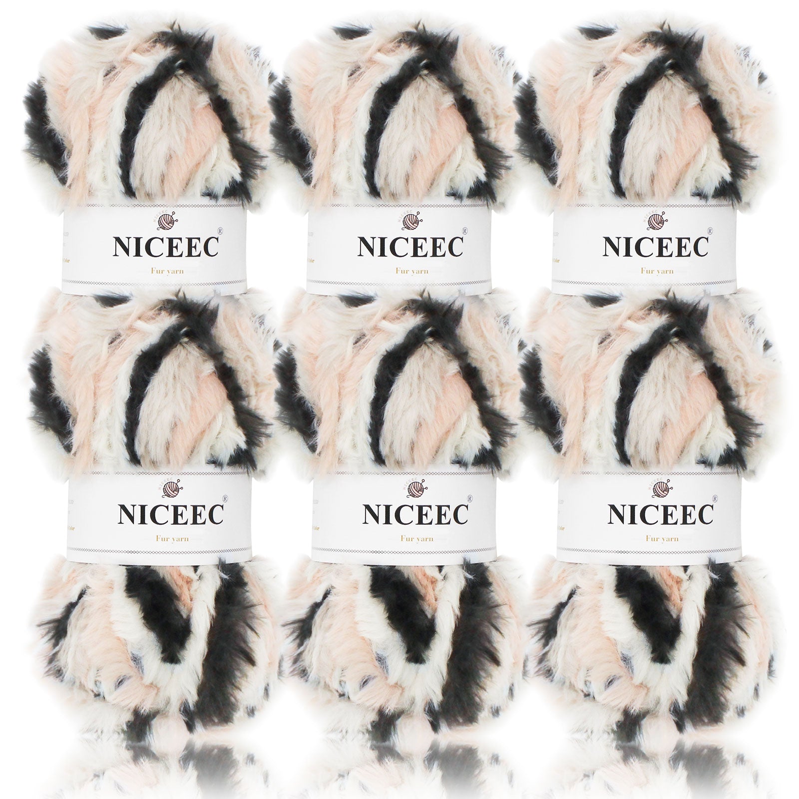 NICEEC - 2 madejas de hilo de pelo sintético supersuave, grueso y esponjoso, para tejer a crochet - Longitud total: 2 x 32 m (2 x 35 yardas, 50 g x 2) 