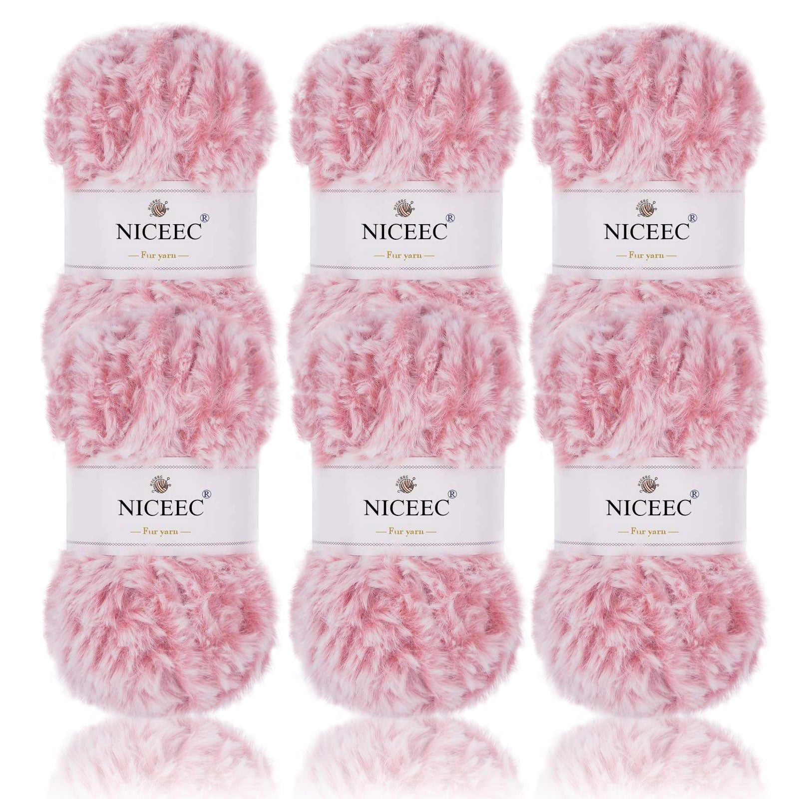 NICEEC - 2 madejas de hilo de pelo sintético supersuave, grueso y esponjoso, para tejer a crochet - Longitud total: 2 x 32 m (2 x 35 yardas, 50 g x 2) 