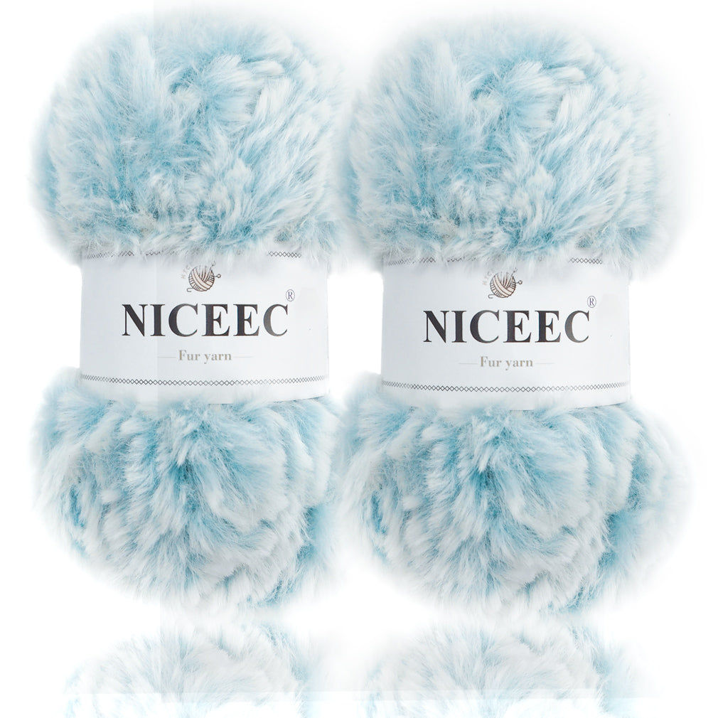 NICEEC - 2 madejas de hilo de pelo sintético supersuave, grueso y esponjoso, para tejer a crochet - Longitud total: 2 x 32 m (2 x 35 yardas, 50 g x 2) 