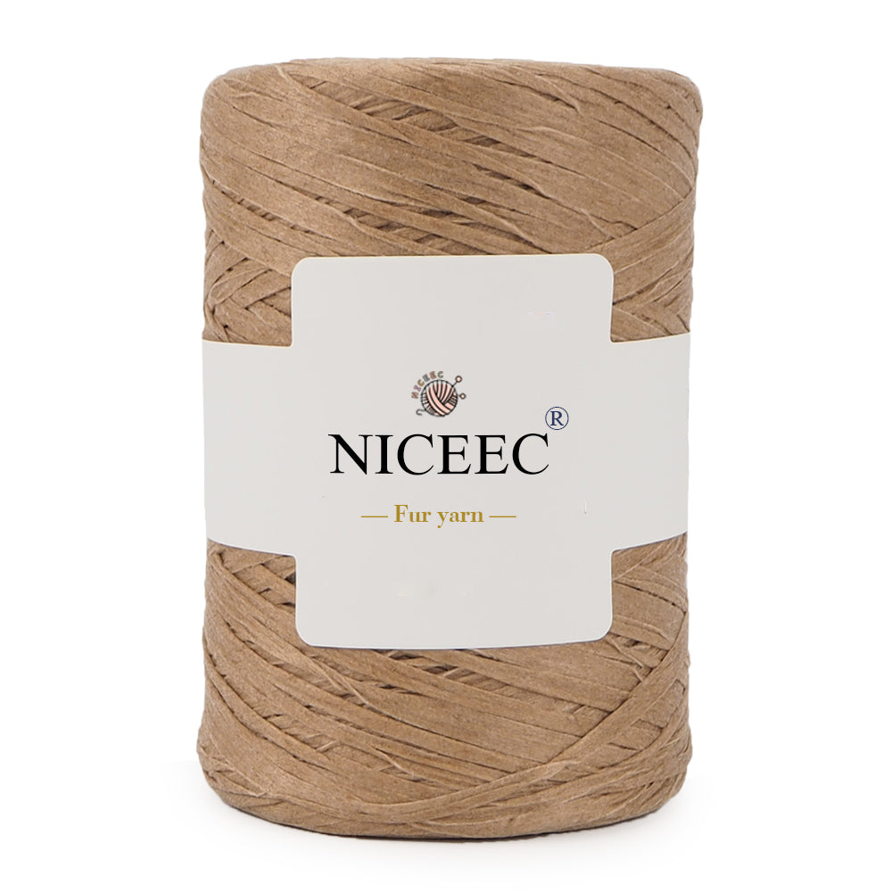 NICEEC Kraft Paper Yarn Raffia Yarn Soft Craft Ribbon Yarn Polyester Yarn for Crocheting DIY Weaving-Total Length 390m(427yds, 150g)