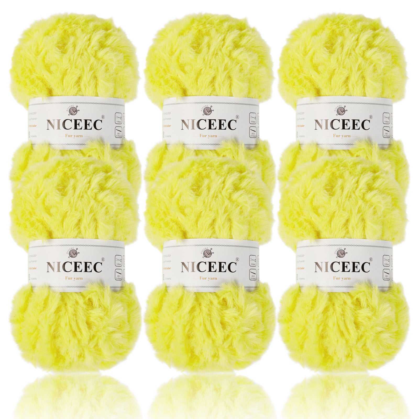 NICEEC - 2 madejas de hilo de pelo sintético supersuave, grueso y esponjoso, para tejer a crochet - Longitud total: 2 x 32 m (2 x 35 yardas, 50 g x 2) 