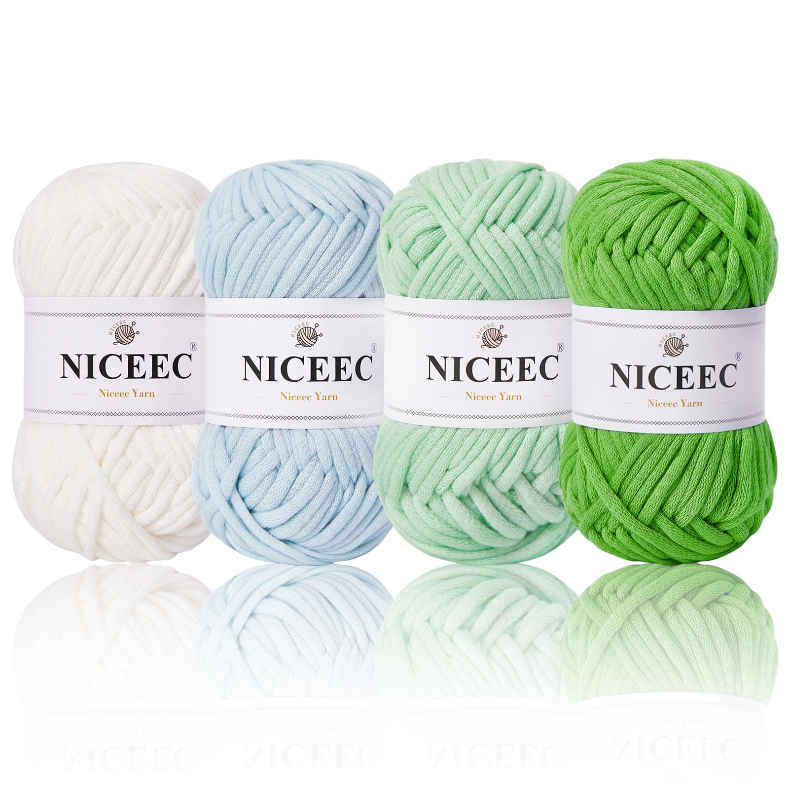NICEEC 4 Skeins Crochet Yarn Soft Knitting Yarn for Beginners Cotton-Nylon Blend Yarn Easy-Use Yarn for Starters Crochet Kit Making Yarn for DIY Craft Total Length 4×55yds(4×1.76oz)