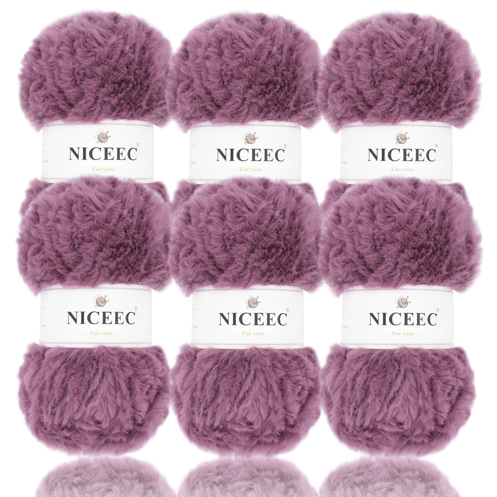 NICEEC - 2 madejas de hilo de pelo sintético supersuave, grueso y esponjoso, para tejer a crochet - Longitud total: 2 x 32 m (2 x 35 yardas, 50 g x 2) 