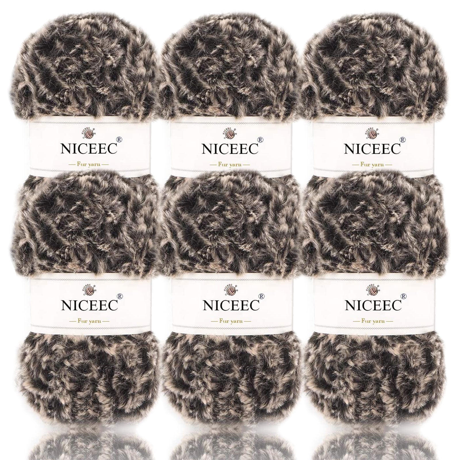 NICEEC - 2 madejas de hilo de pelo sintético supersuave, grueso y esponjoso, para tejer a crochet - Longitud total: 2 x 32 m (2 x 35 yardas, 50 g x 2) 