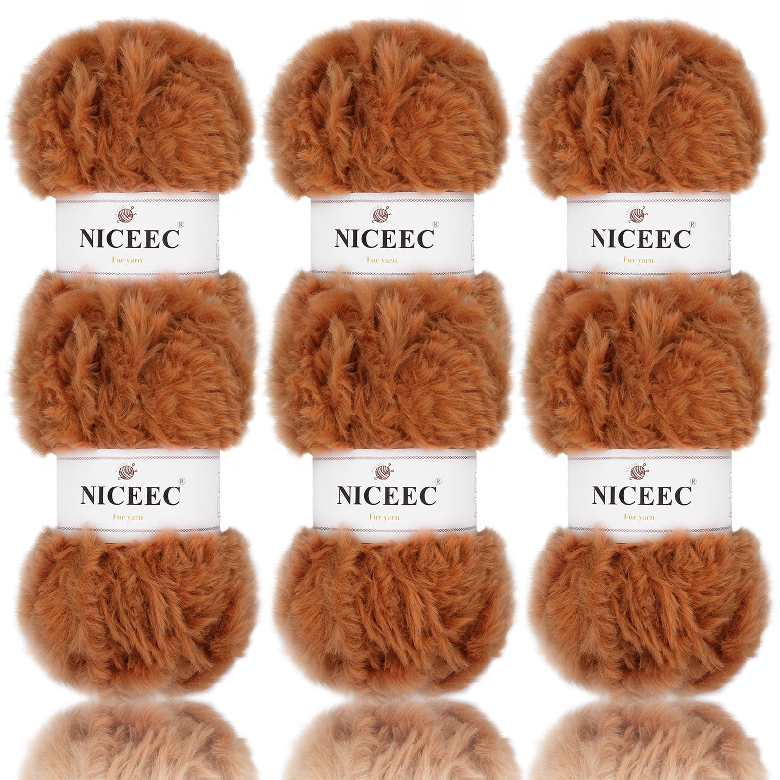 NICEEC - 2 madejas de hilo de pelo sintético supersuave, grueso y esponjoso, para tejer a crochet - Longitud total: 2 x 32 m (2 x 35 yardas, 50 g x 2) 