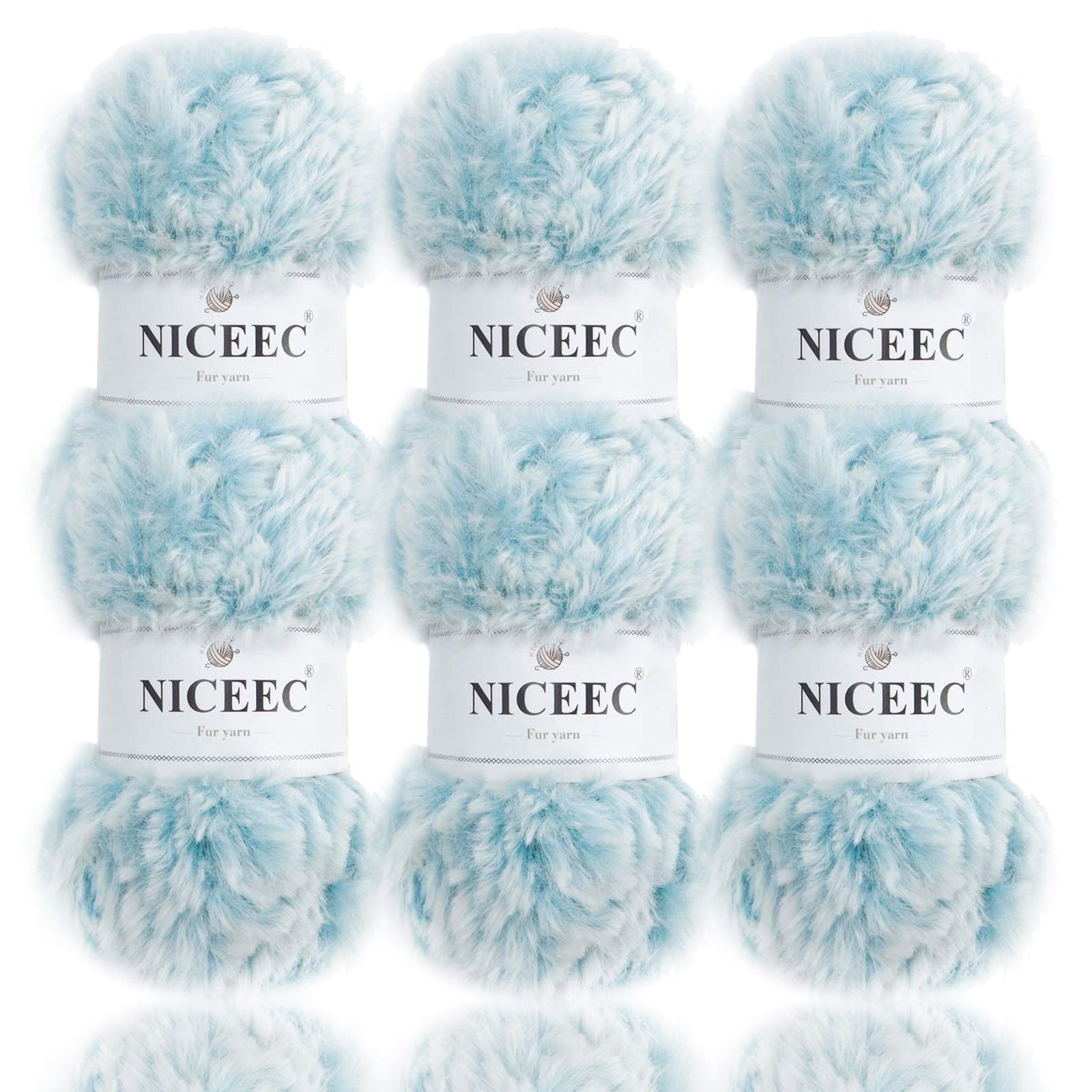 NICEEC - 2 madejas de hilo de pelo sintético supersuave, grueso y esponjoso, para tejer a crochet - Longitud total: 2 x 32 m (2 x 35 yardas, 50 g x 2) 