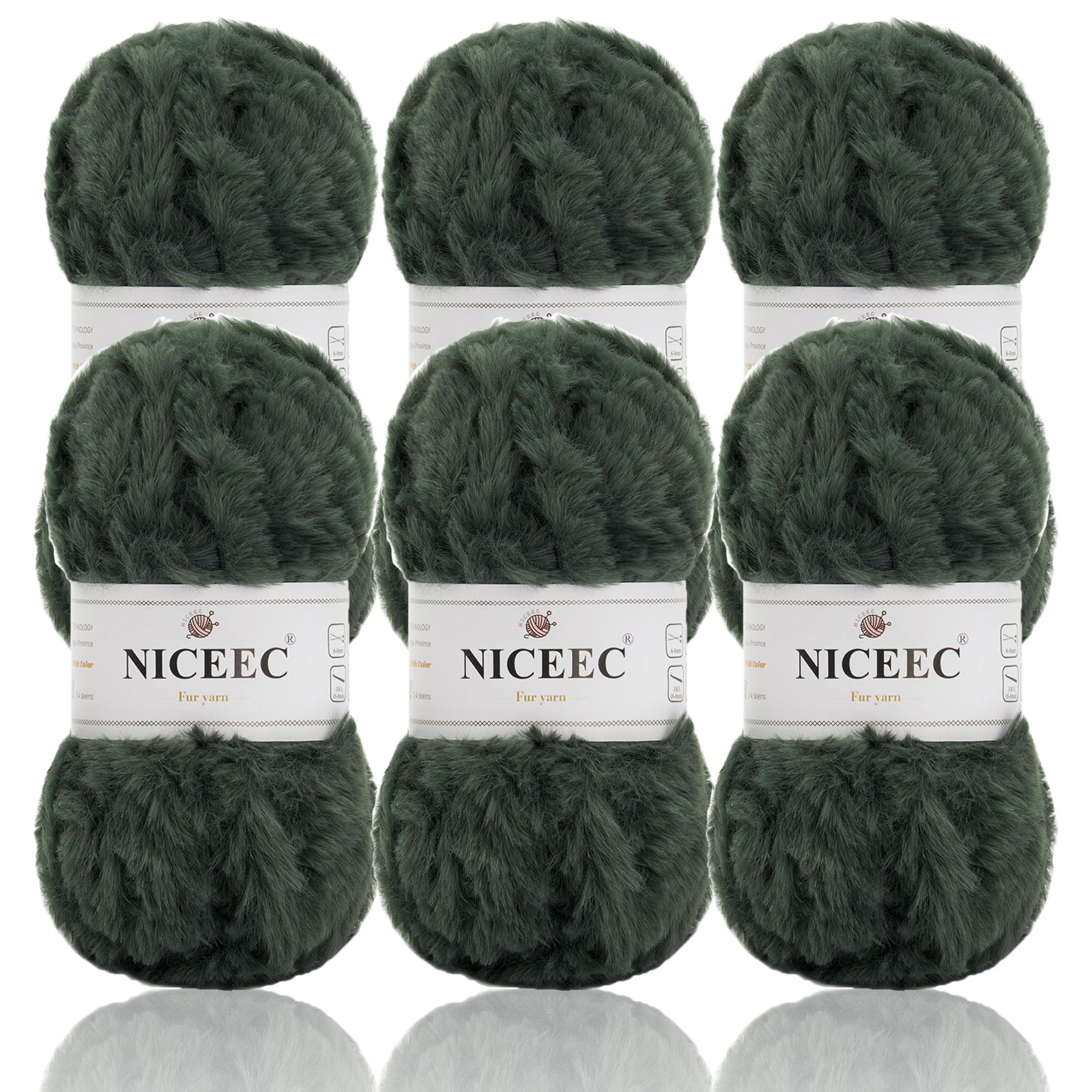 NICEEC - 2 madejas de hilo de pelo sintético supersuave, grueso y esponjoso, para tejer a crochet - Longitud total: 2 x 32 m (2 x 35 yardas, 50 g x 2) 