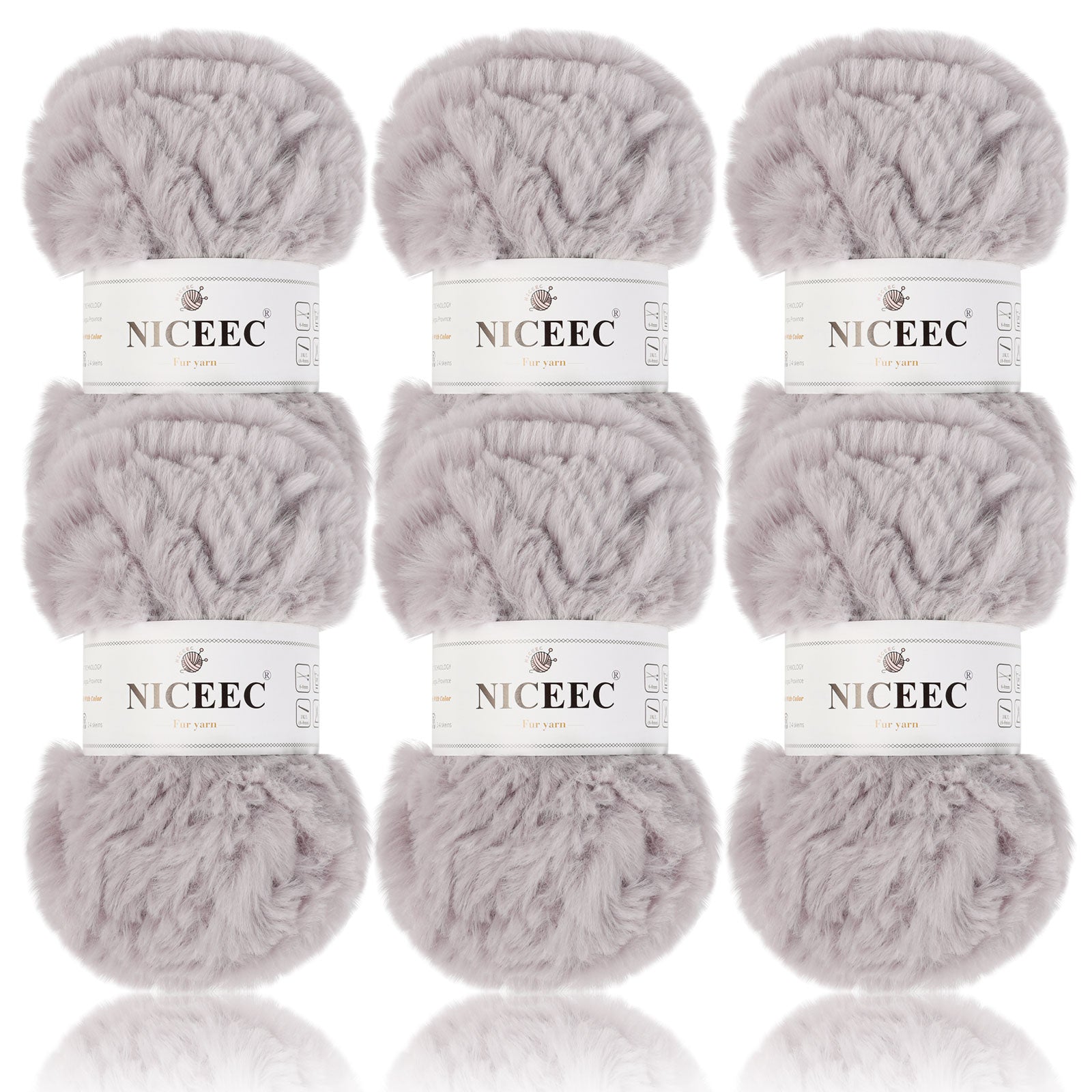 NICEEC - 2 madejas de hilo de pelo sintético supersuave, grueso y esponjoso, para tejer a crochet - Longitud total: 2 x 32 m (2 x 35 yardas, 50 g x 2) 