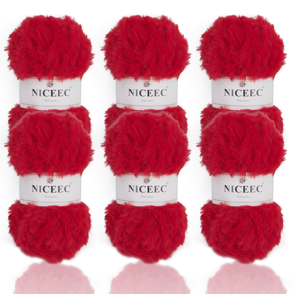 NICEEC - 2 madejas de hilo de pelo sintético supersuave, grueso y esponjoso, para tejer a crochet - Longitud total: 2 x 32 m (2 x 35 yardas, 50 g x 2) 