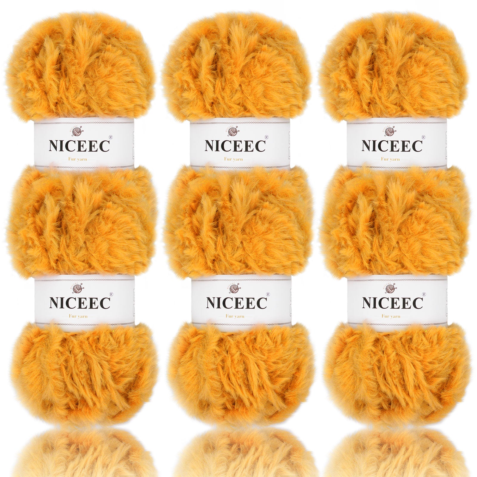 NICEEC - 2 madejas de hilo de pelo sintético supersuave, grueso y esponjoso, para tejer a crochet - Longitud total: 2 x 32 m (2 x 35 yardas, 50 g x 2) 