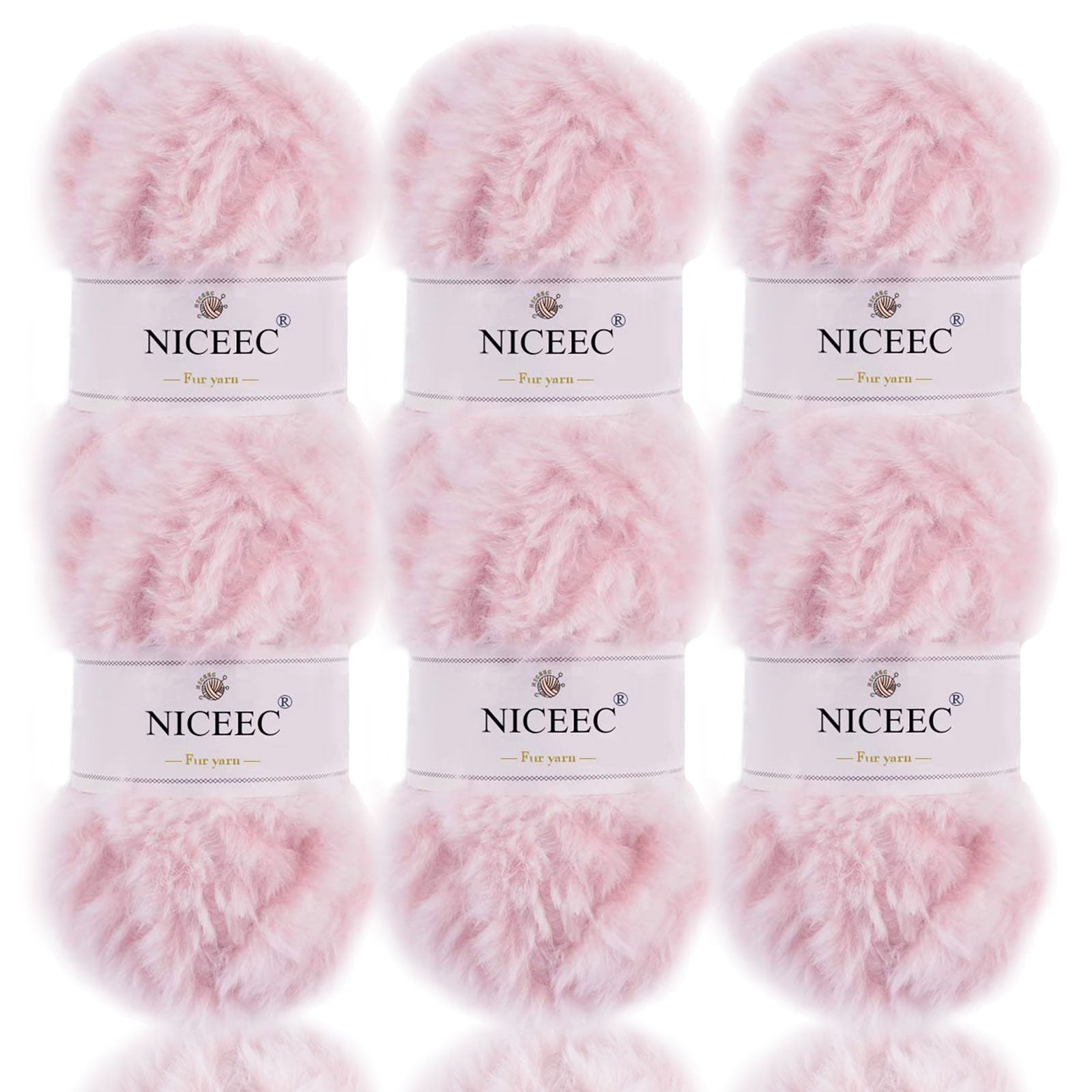 NICEEC - 2 madejas de hilo de pelo sintético supersuave, grueso y esponjoso, para tejer a crochet - Longitud total: 2 x 32 m (2 x 35 yardas, 50 g x 2) 