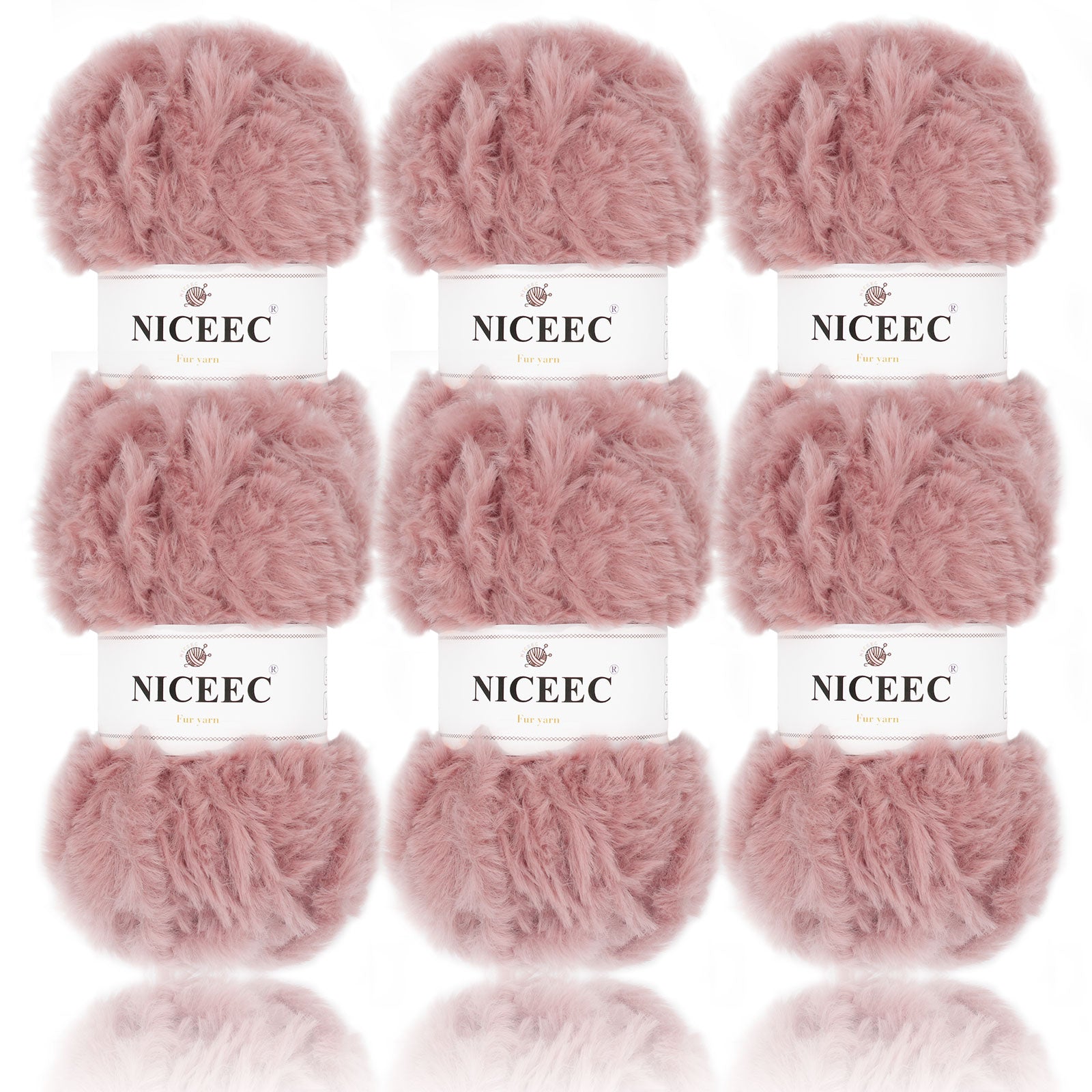 NICEEC - 2 madejas de hilo de pelo sintético supersuave, grueso y esponjoso, para tejer a crochet - Longitud total: 2 x 32 m (2 x 35 yardas, 50 g x 2) 