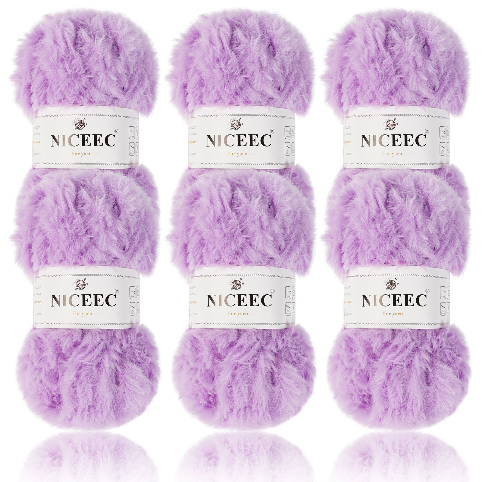 NICEEC - 2 madejas de hilo de pelo sintético supersuave, grueso y esponjoso, para tejer a crochet - Longitud total: 2 x 32 m (2 x 35 yardas, 50 g x 2) 