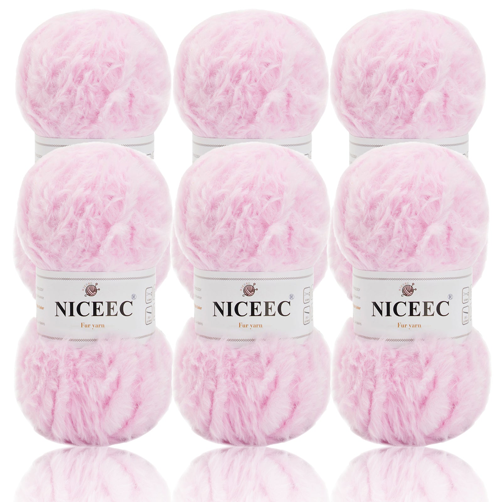 NICEEC - 2 madejas de hilo de pelo sintético supersuave, grueso y esponjoso, para tejer a crochet - Longitud total: 2 x 32 m (2 x 35 yardas, 50 g x 2) 