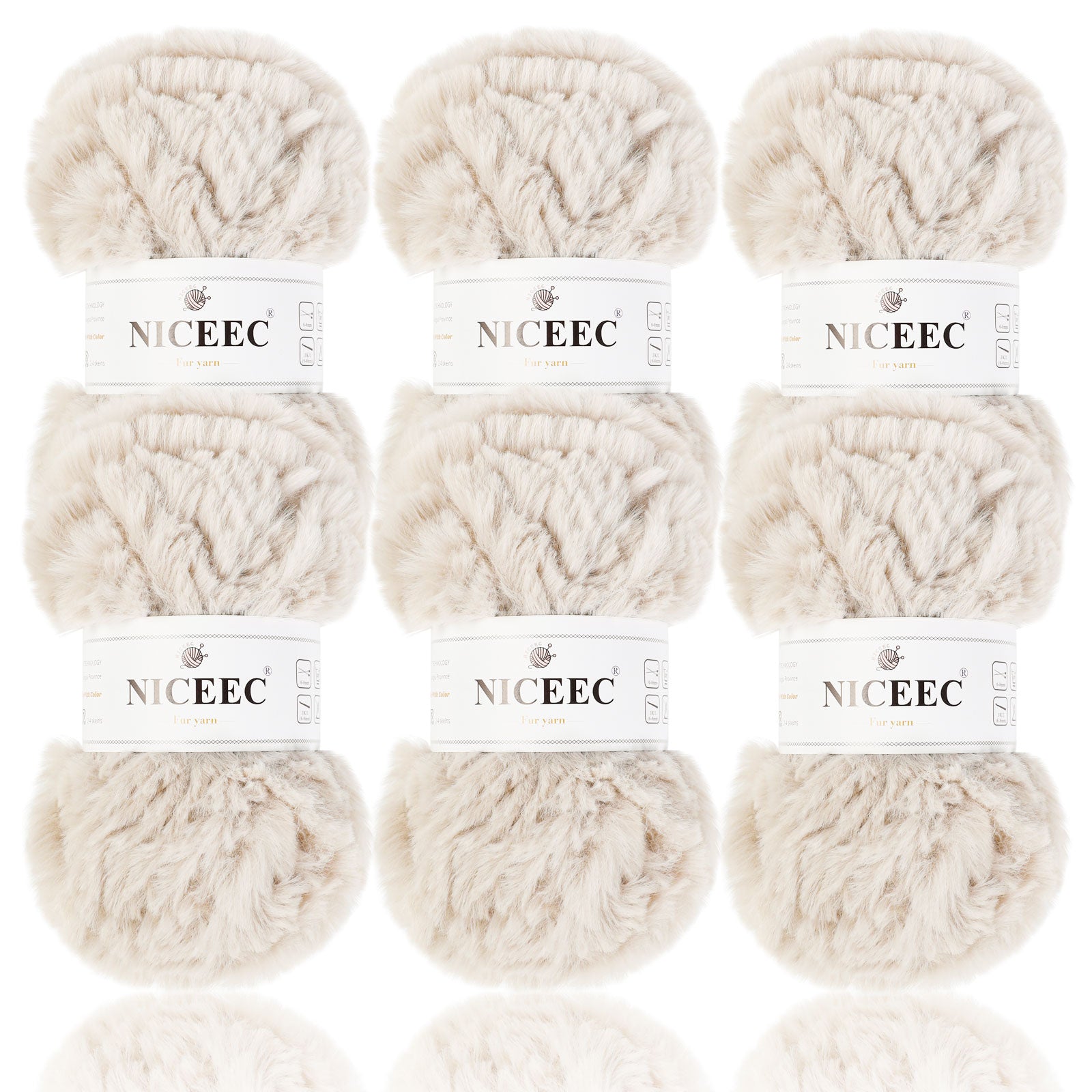 NICEEC - 2 madejas de hilo de pelo sintético supersuave, grueso y esponjoso, para tejer a crochet - Longitud total: 2 x 32 m (2 x 35 yardas, 50 g x 2) 