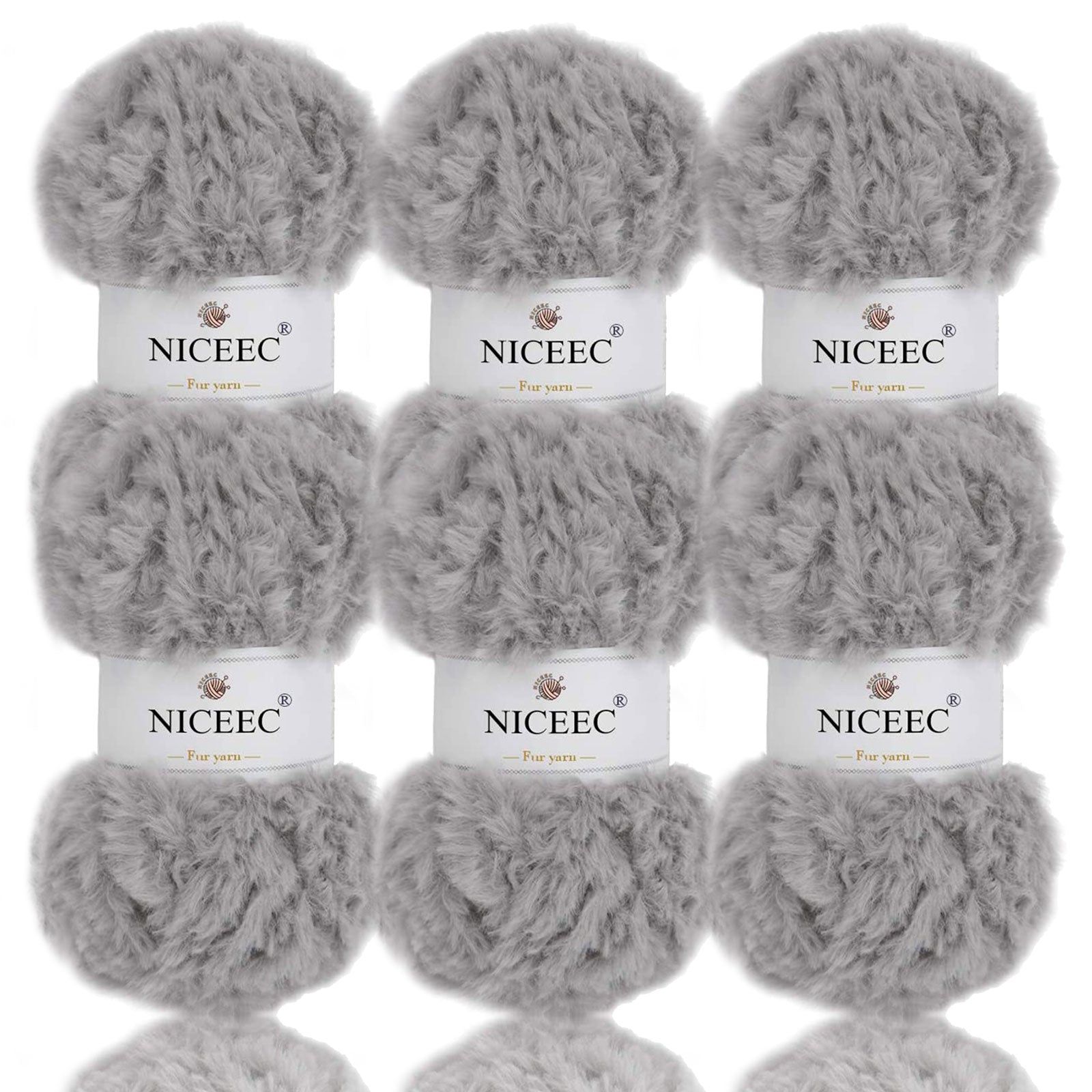 NICEEC - 2 madejas de hilo de pelo sintético supersuave, grueso y esponjoso, para tejer a crochet - Longitud total: 2 x 32 m (2 x 35 yardas, 50 g x 2) 